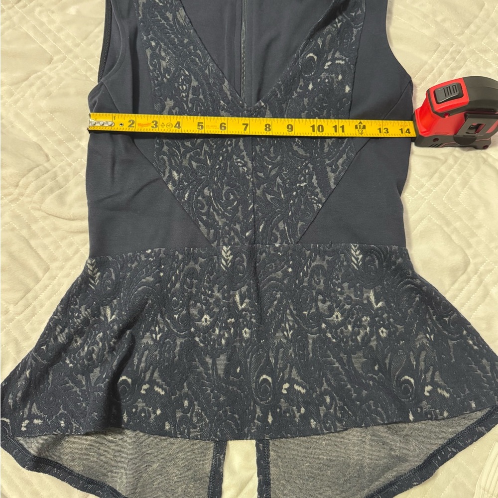 BCBGMaxAzria Navy Lace Peplum Top